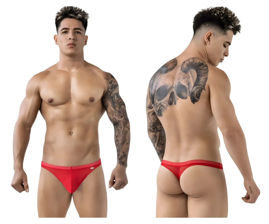 Red Pikante PIK 1823 luxury thong briefs with a small logo on the side made from soft fabric for comfortable wear