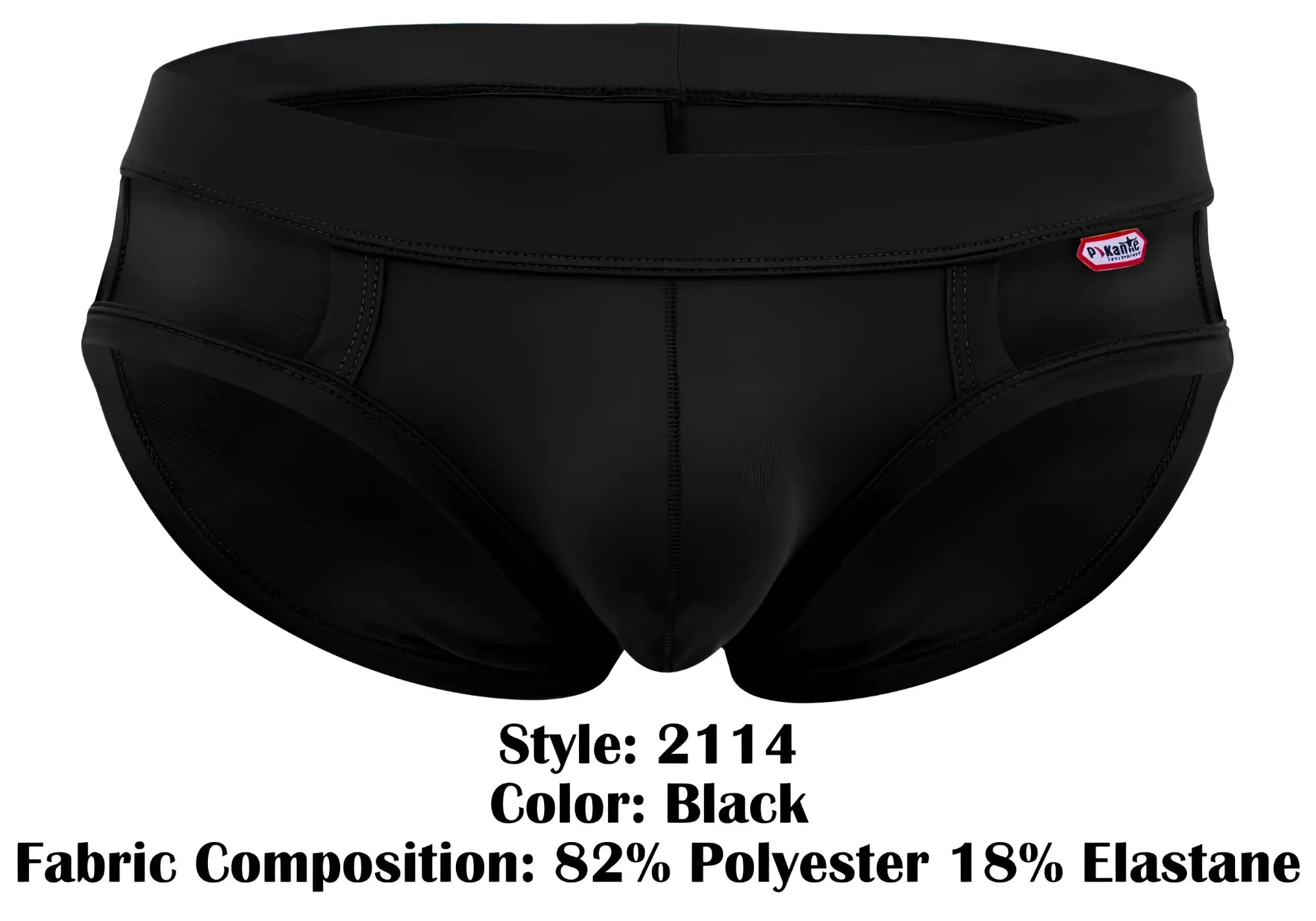 Black pikante pik 2114 lenox briefs made of 82% polyester and 18% elastane in men’s black style 2114