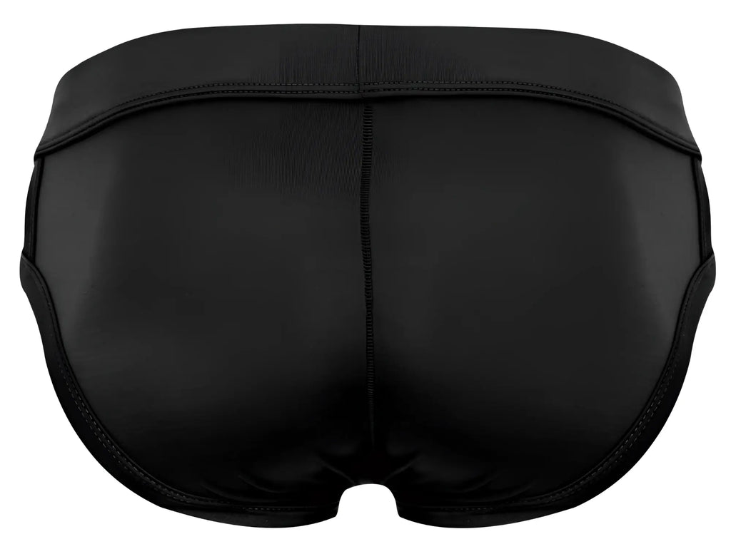 Pikante PIK 2114 Lenox briefs black swim trunks with smooth glossy finish and reinforced seam stitching