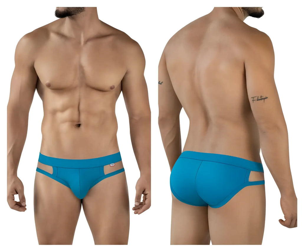 Bright blue Pikante PIK 2114 Lenox men’s briefs with sleek fit and cut-out side panels designed for comfort