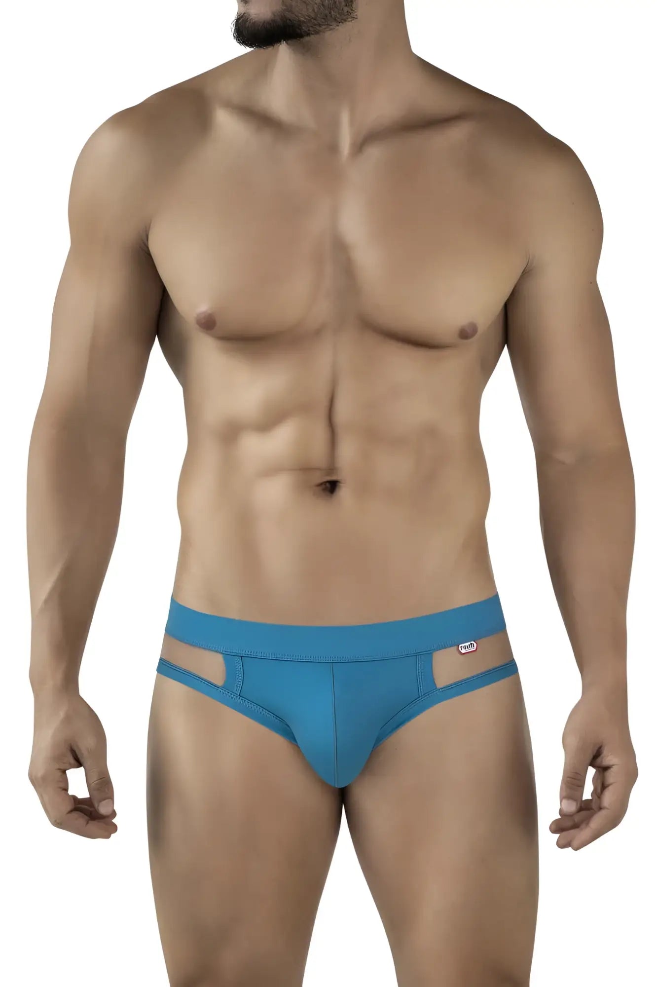 Blue pikante pik 2114 lenox briefs with cut out design and small logo on waistband men’s underwear