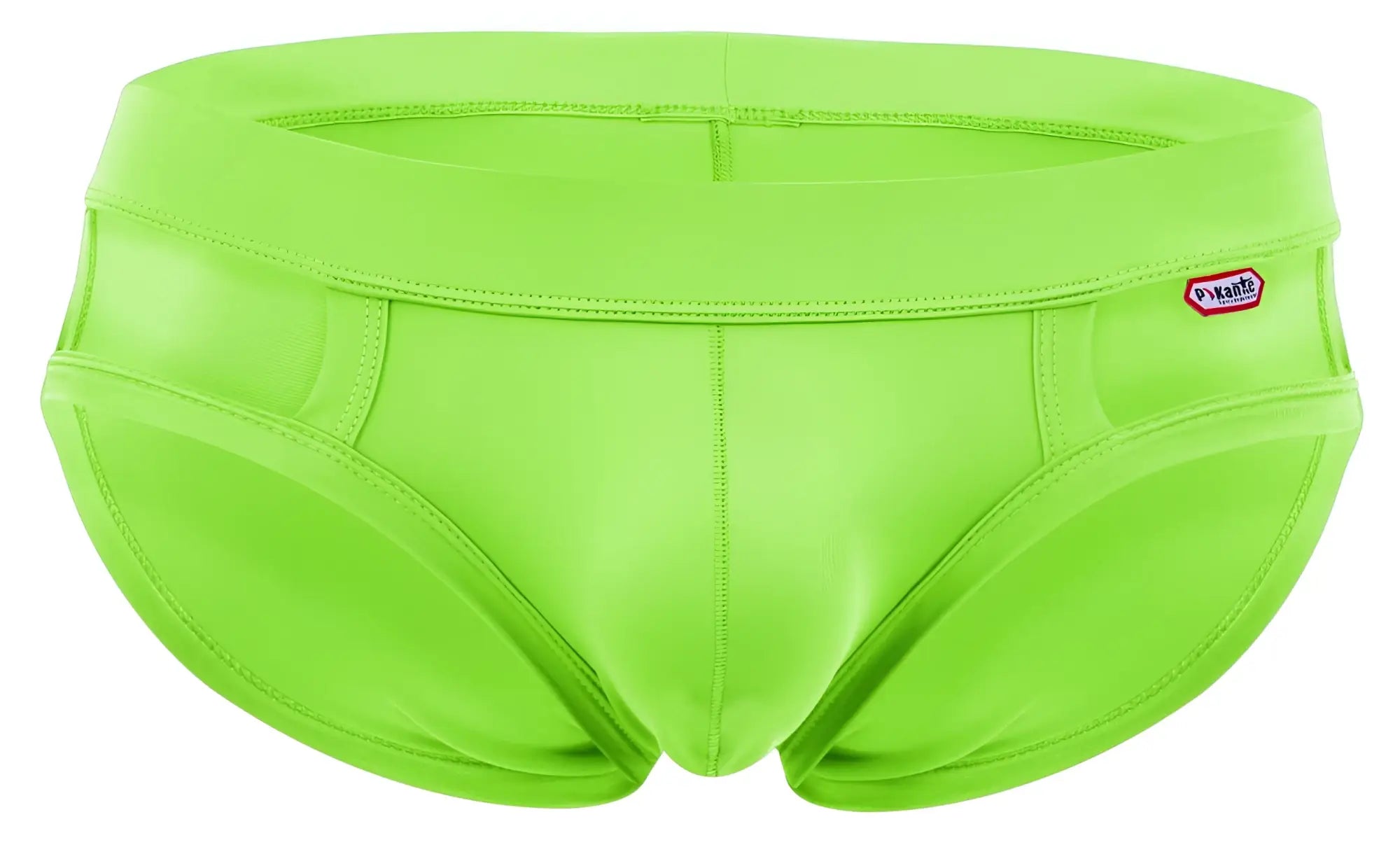 Pikante pik 2114 lenox briefs neon green snug fit men’s swim trunks with elastic waistband and side brand tag
