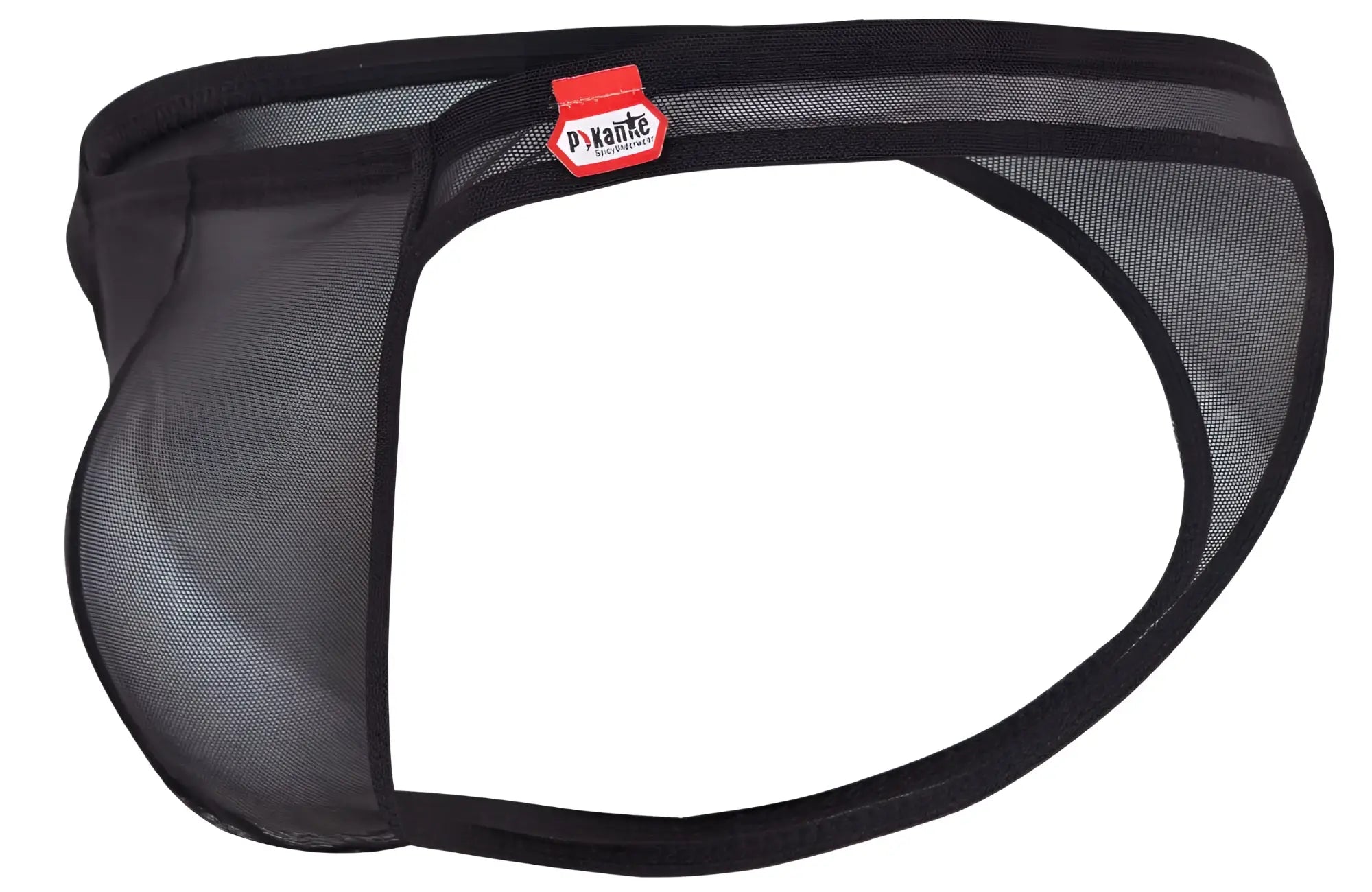 Black mesh briefs with red and white dyanne brand tag on waistband from Pikante PIK 2115 amusing thongs collection