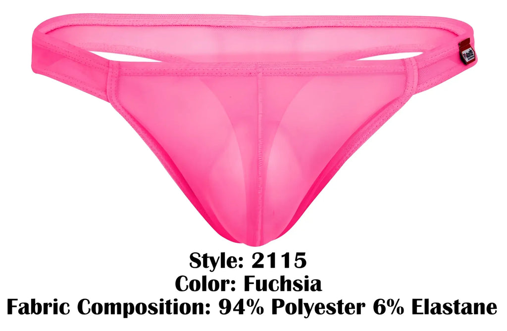 Fuchsia sheer mesh thong with 94% polyester and 6% elastane by Pikante PIK 2115 Amusing Thongs