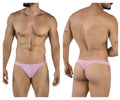 Pink thong with a small red logo on the sideband from pikante PIK 2115 amusing thongs in lilac color