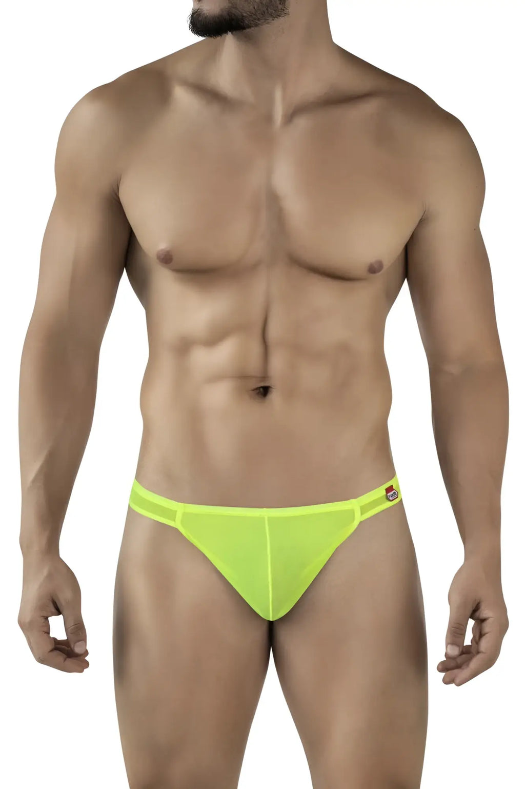 Bright neon green mesh briefs with small logo on sideband from Pikante PIK 2115 Amusing Thongs collection