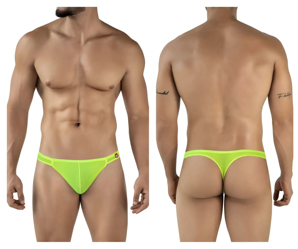 Neon green mesh thong with small sideband logo from pikante PIK 2115 amusing thongs collection