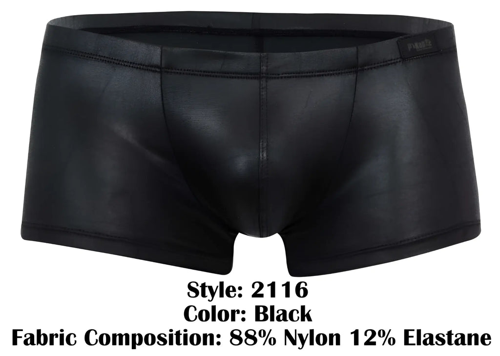 Black pikante pik 2116 candy trunks men’s briefs in shiny nylon and elastane blend with sleek finish