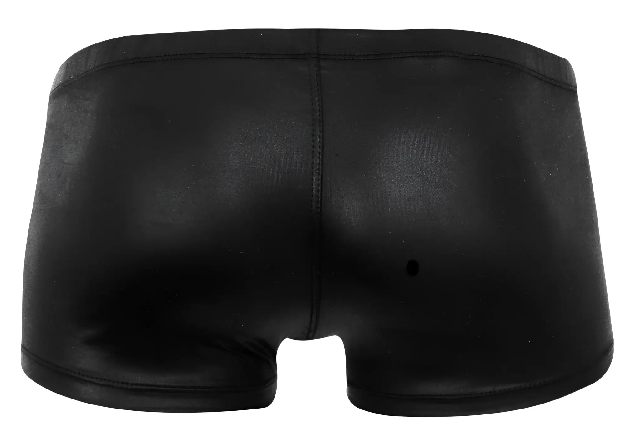 Black shiny faux leather briefs pikante pik 2116 candy trunks in black showing front view