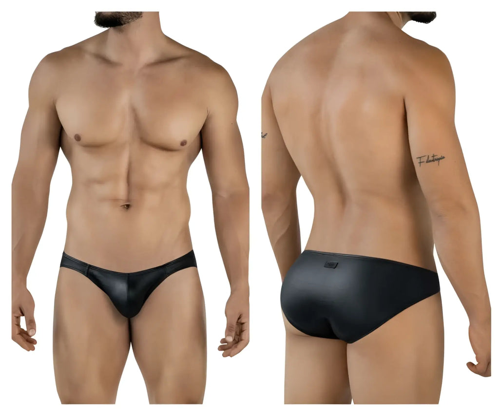 Black leather briefs pikante pik 2117 candy briefs with sleek form fitting design and subtle stitching details
