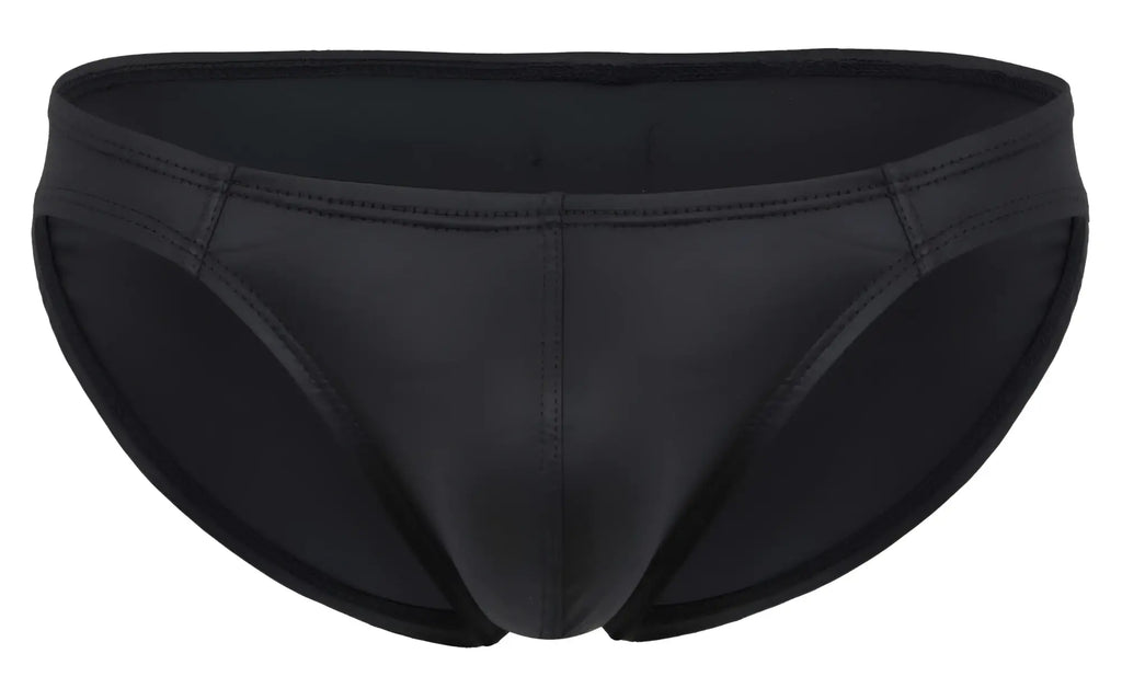 Black pikante pik 2117 candy briefs swim trunks with sleek glossy finish and reinforced stitching on seams