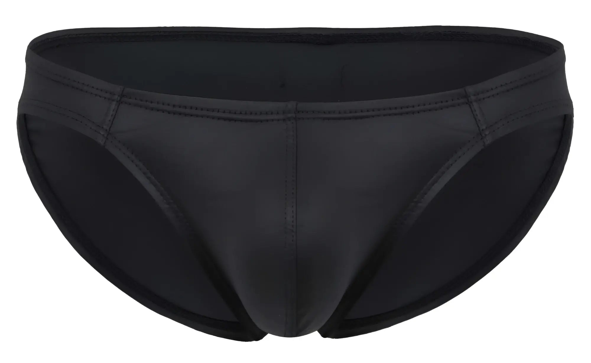 Black pikante pik 2117 candy briefs swim trunks with sleek glossy finish and reinforced stitching on seams