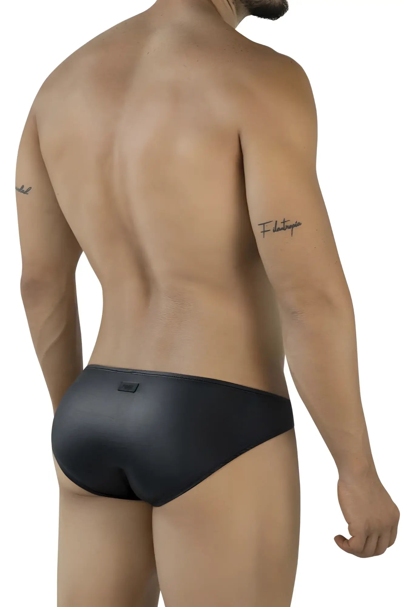 Pikante PIK 2117 Candy Briefs black sleek form-fitting swim trunks with subtle sheen designed for swimwear use
