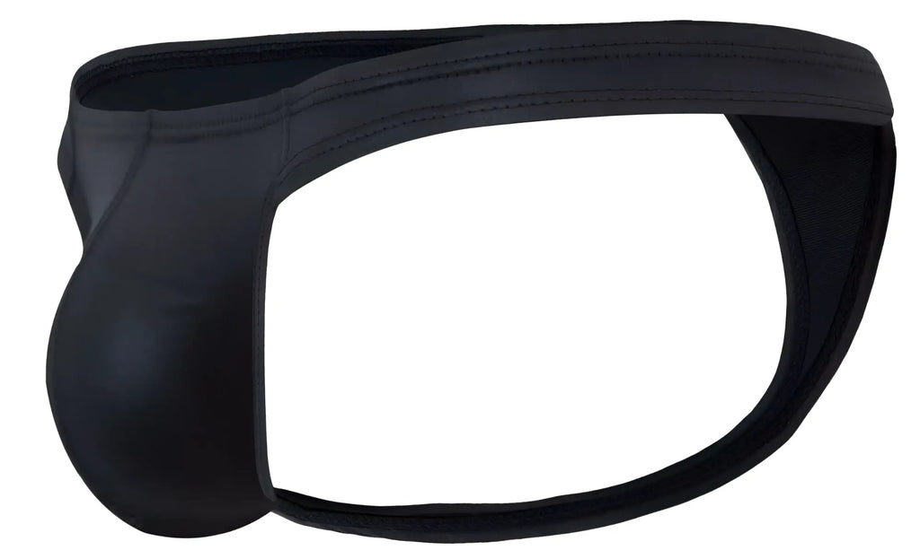 Black sleek form-fitting pikante pik 2119 candy thongs with smooth matte finish men’s briefs front view