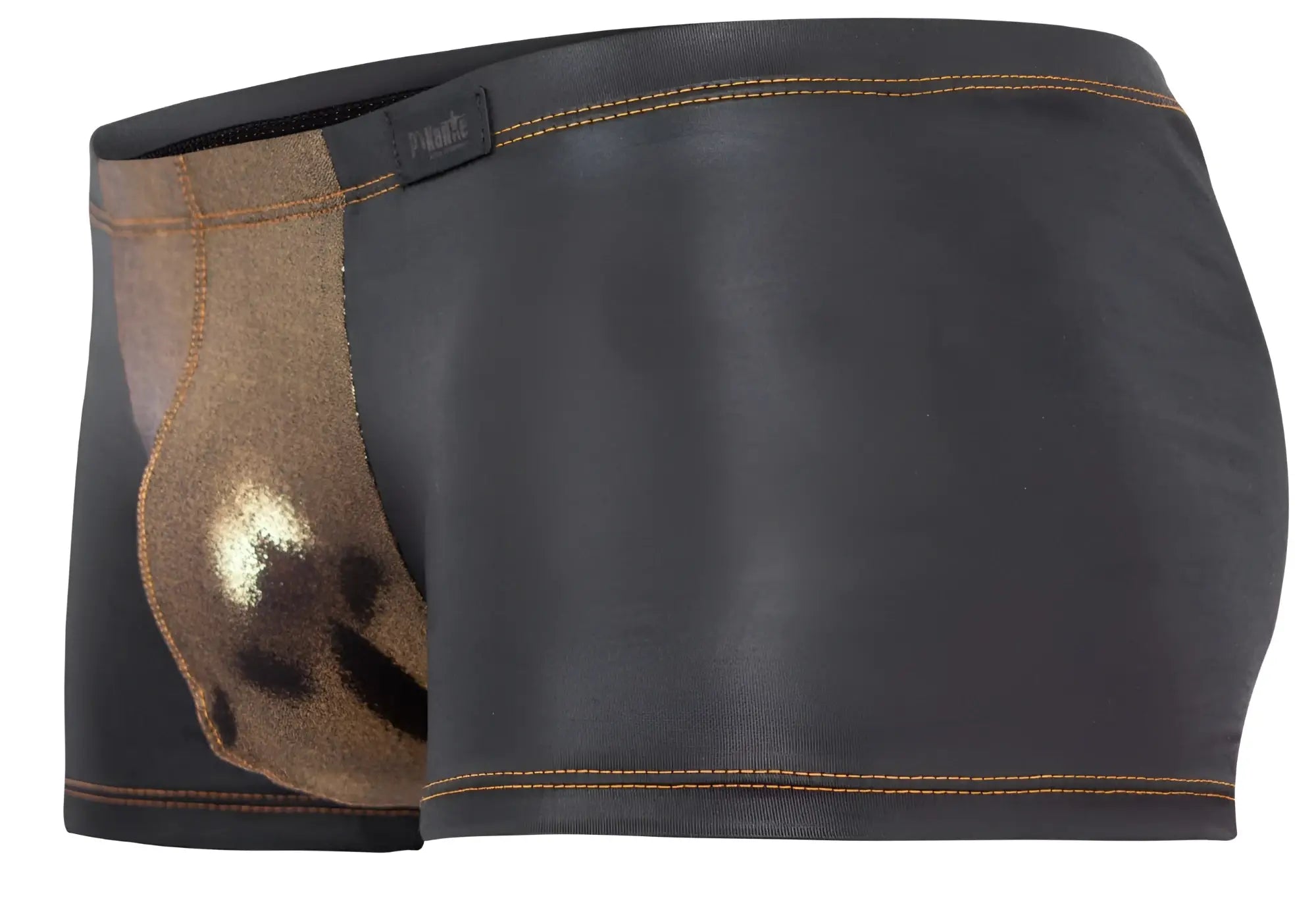 Pikante pik 2120 gold cup trunks black metallic briefs with shiny textured gold side panel detailing