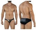 Pikante pik 2121 gold cup briefs in black with metallic gold accents and a sleek shiny finish