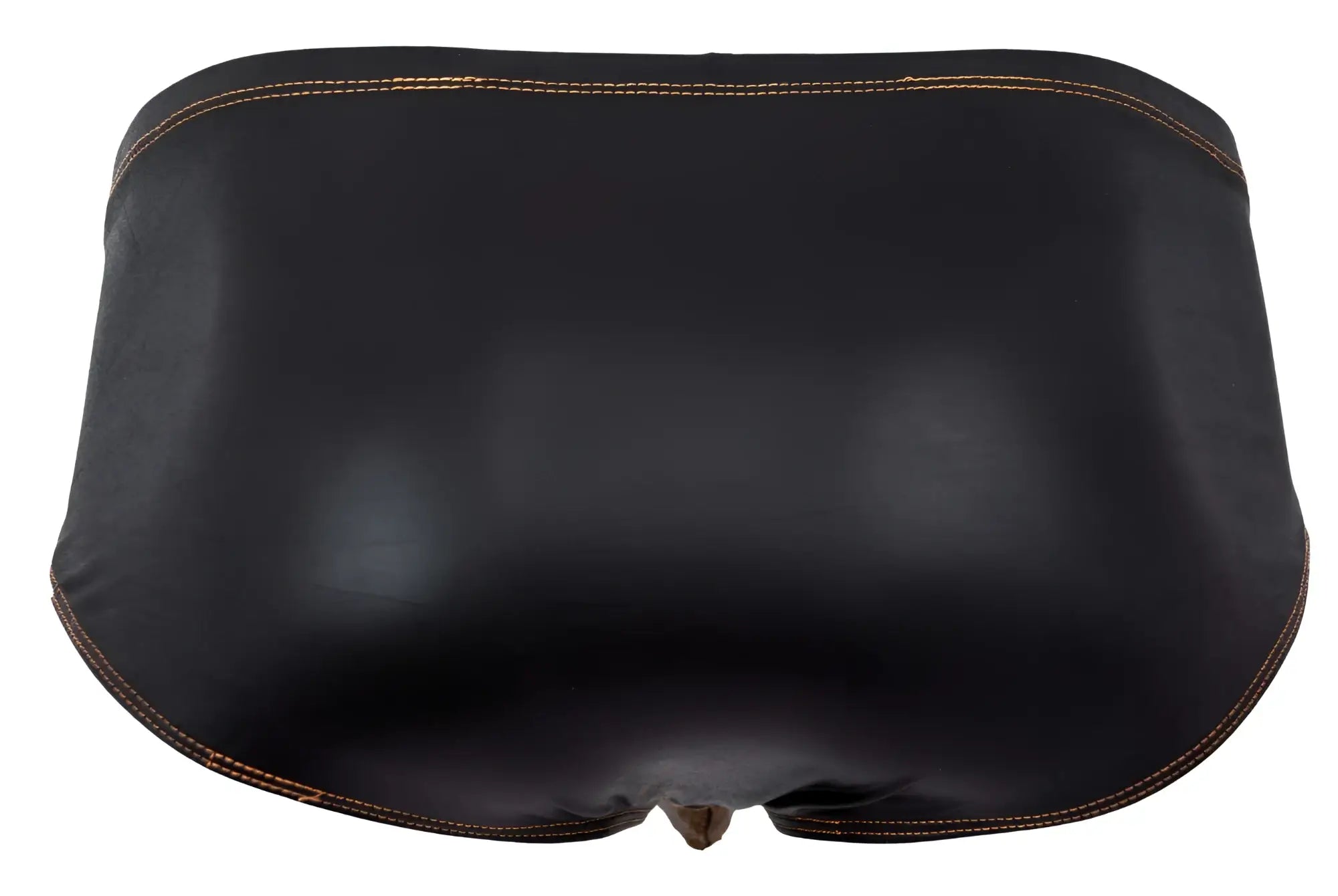 Black leather Pikante PIK 2122 Gold Cup briefs with contrasting tan stitching along the edges