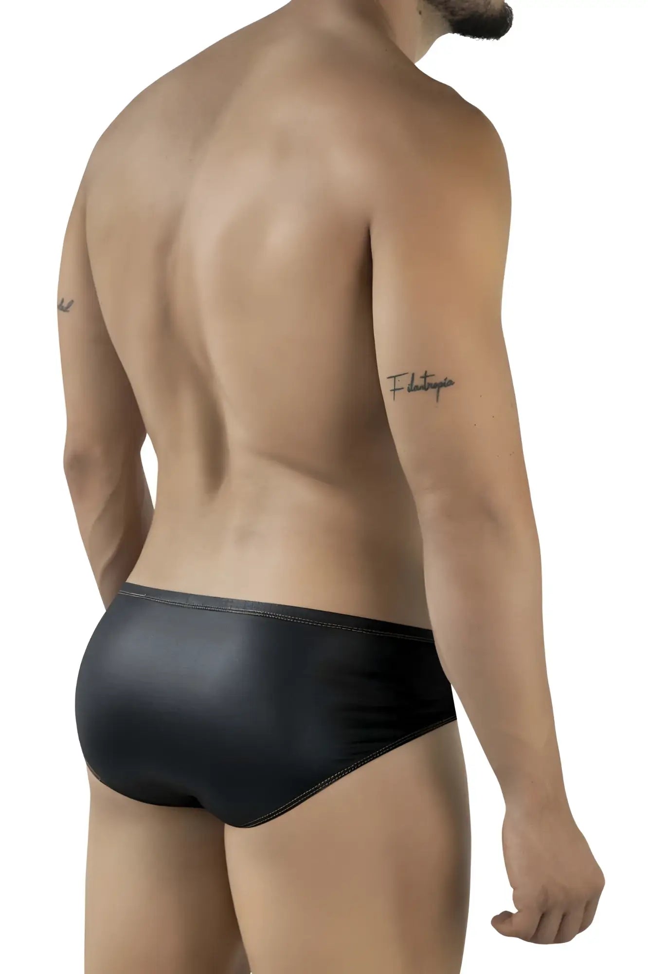 Black pikante pik 2122 gold cup briefs sleek glossy swim trunks with contrasting stitching for swimwear