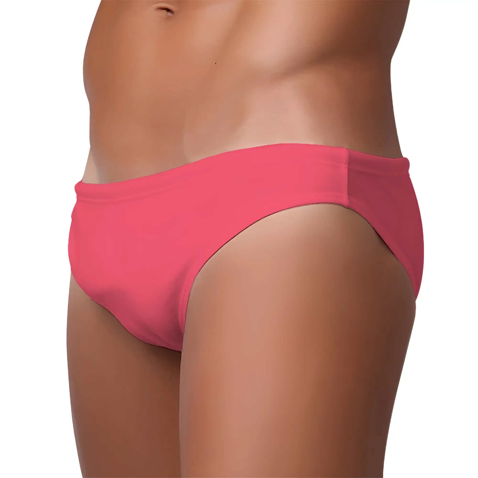Bright pink men’s swimming sunga with smooth stretchy fabric and classic cut perfect for beachwear