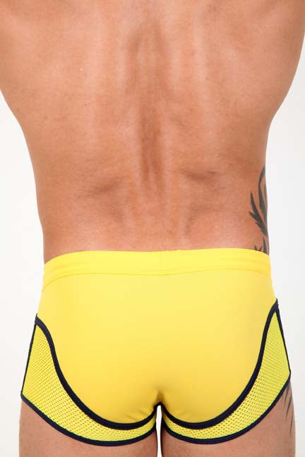 Pistol Pete Atomic Midcut Square Cut Trunk Swimwear Yellow MC507-880 Size S