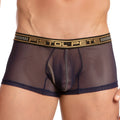Black sheer mesh boxer briefs with gold and black elastic waistband featuring pistol pete logo pistol pete ppg033 boxer trunk