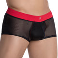 Black mesh pistol pete ppg043 boxer brief with bold red waistband and silver logo for comfortable daily wear