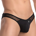 Black pistol pete ppi008 bikini brief with mesh trim sleek fit and subtle silver logo on the side