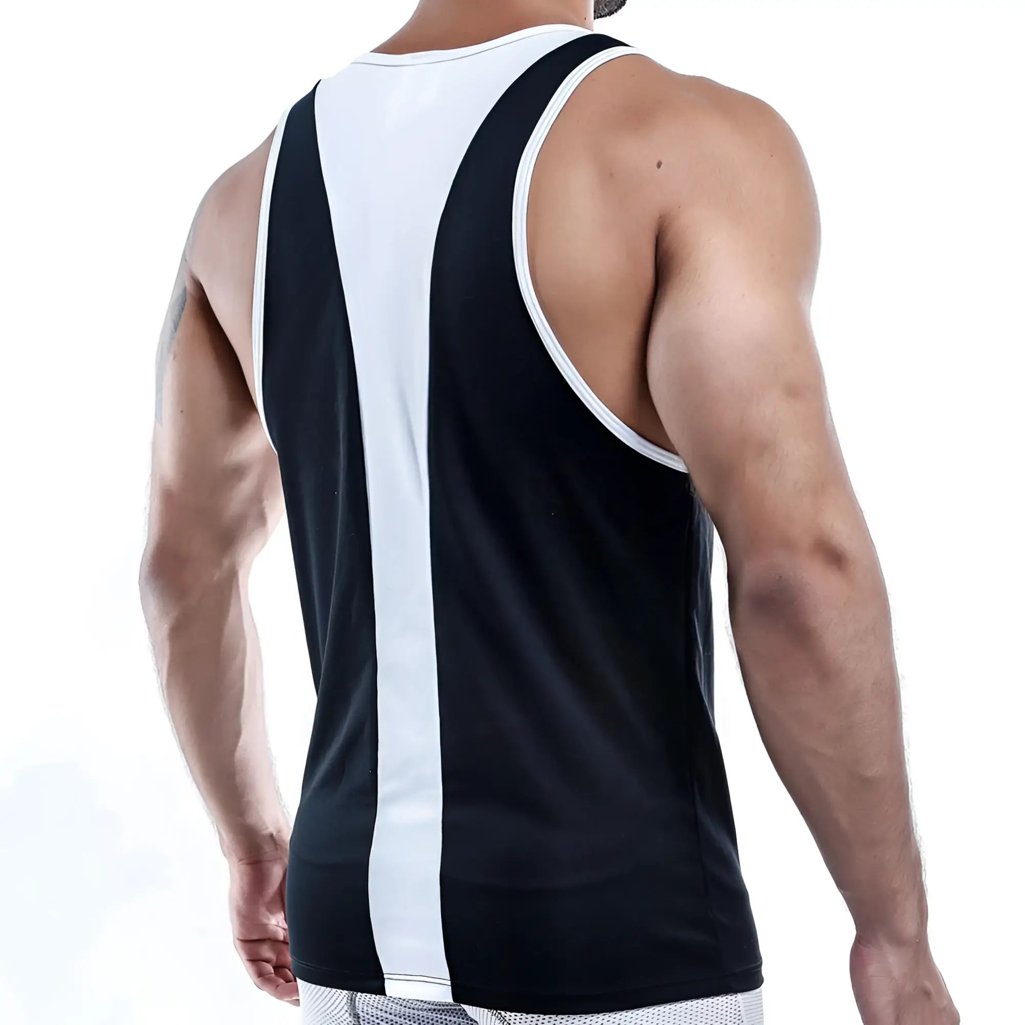 Black and white striped athletic tank top pistol pete ppm008 with sleek fitted design for sports and workouts