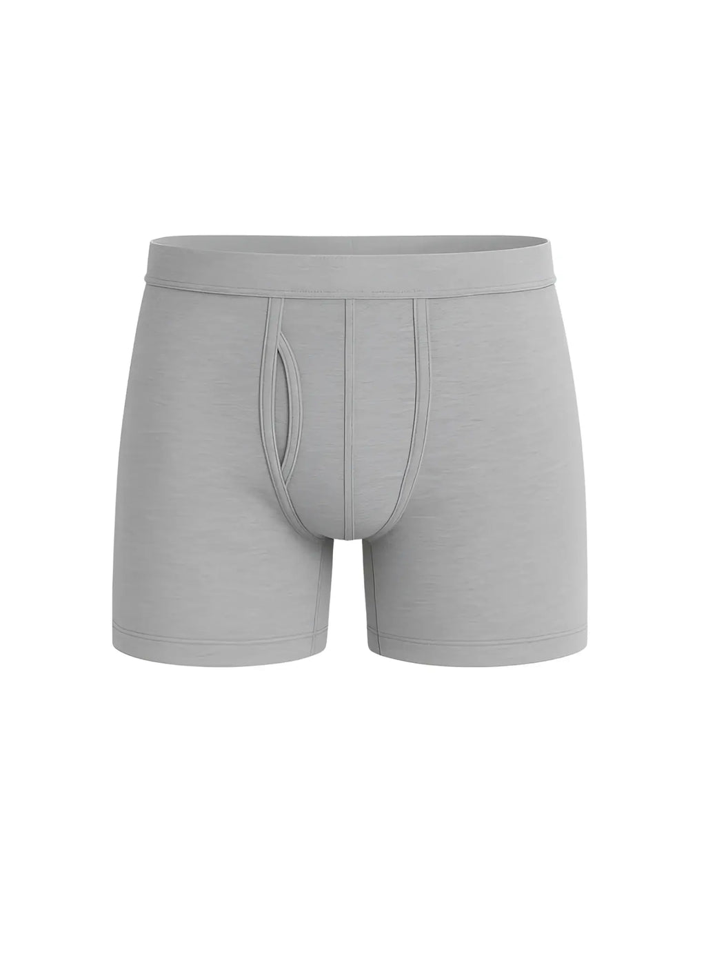 Gray heathered big mans cotton boxer brief with smooth seamless design and elastic waistband