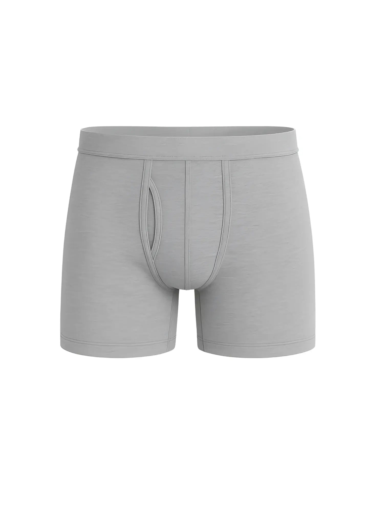Gray heathered big mans cotton boxer brief with smooth seamless design and elastic waistband