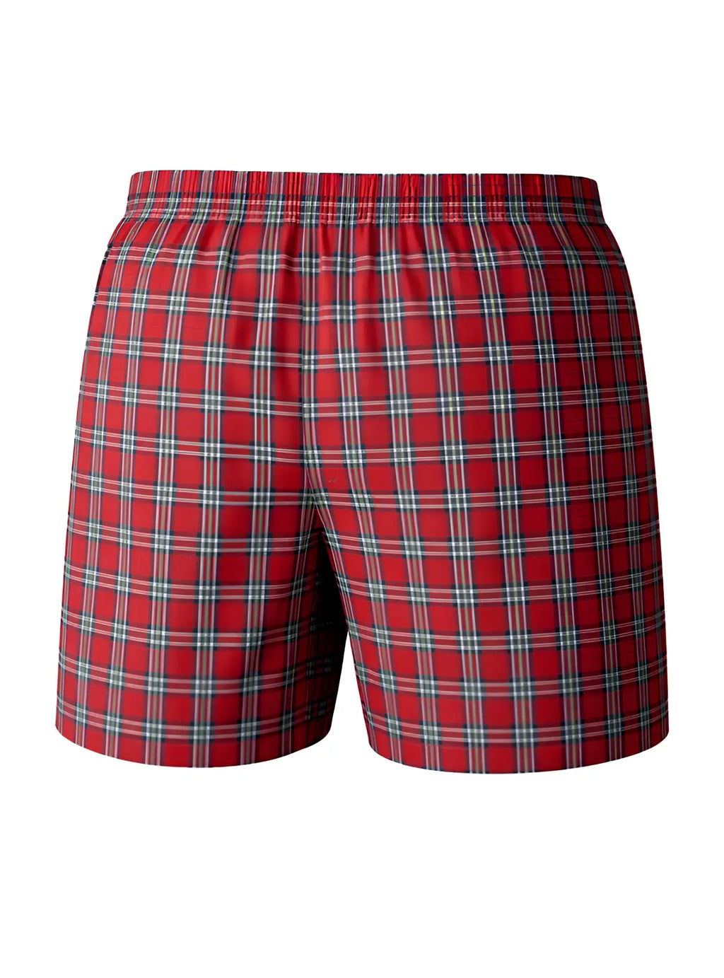 Big mans woven boxer broadcloth 2-pack featuring red plaid with elastic waistband and white dark blue lines