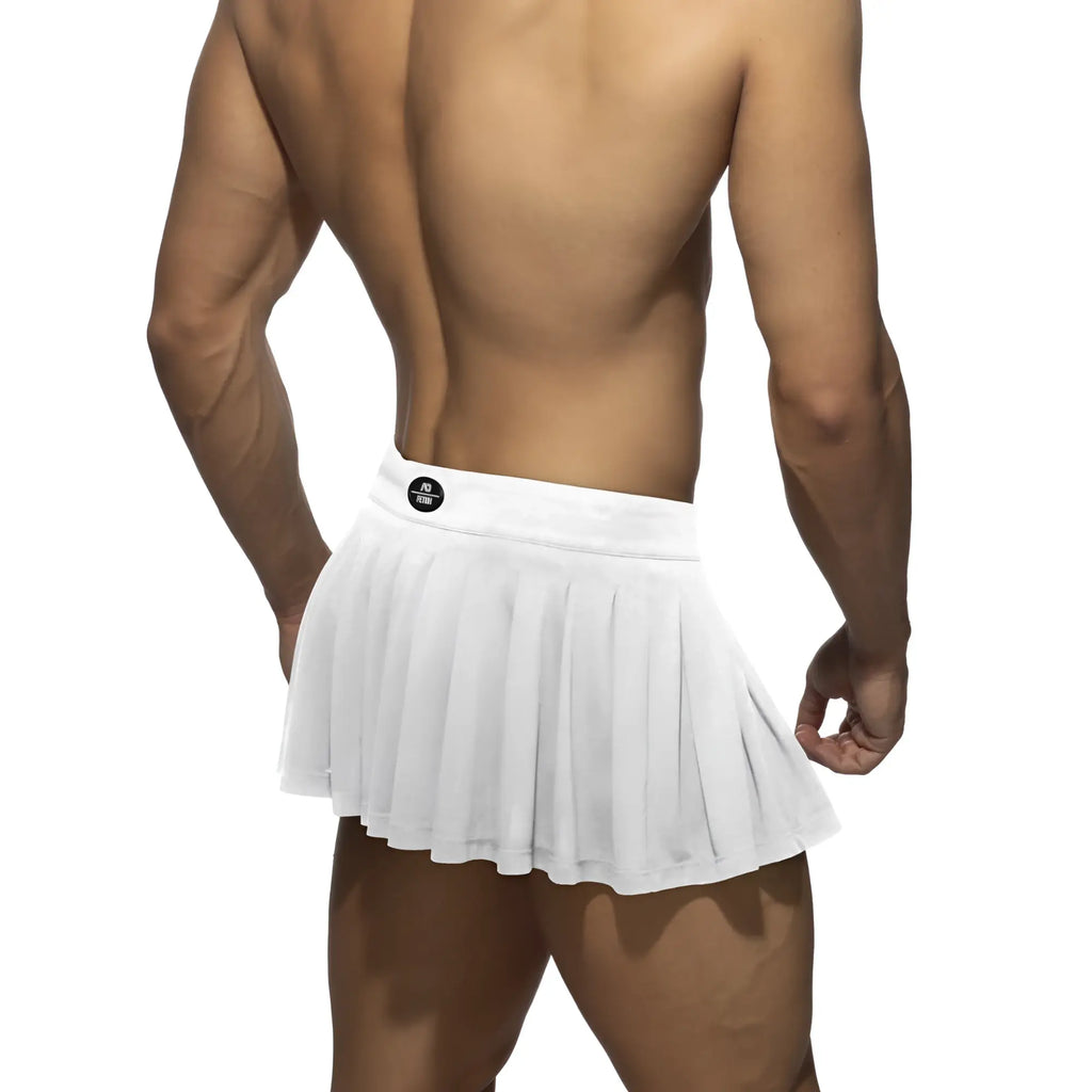 White pleated ring skirt featuring a snug waistband and subtle branding perfect for tennis and activewear