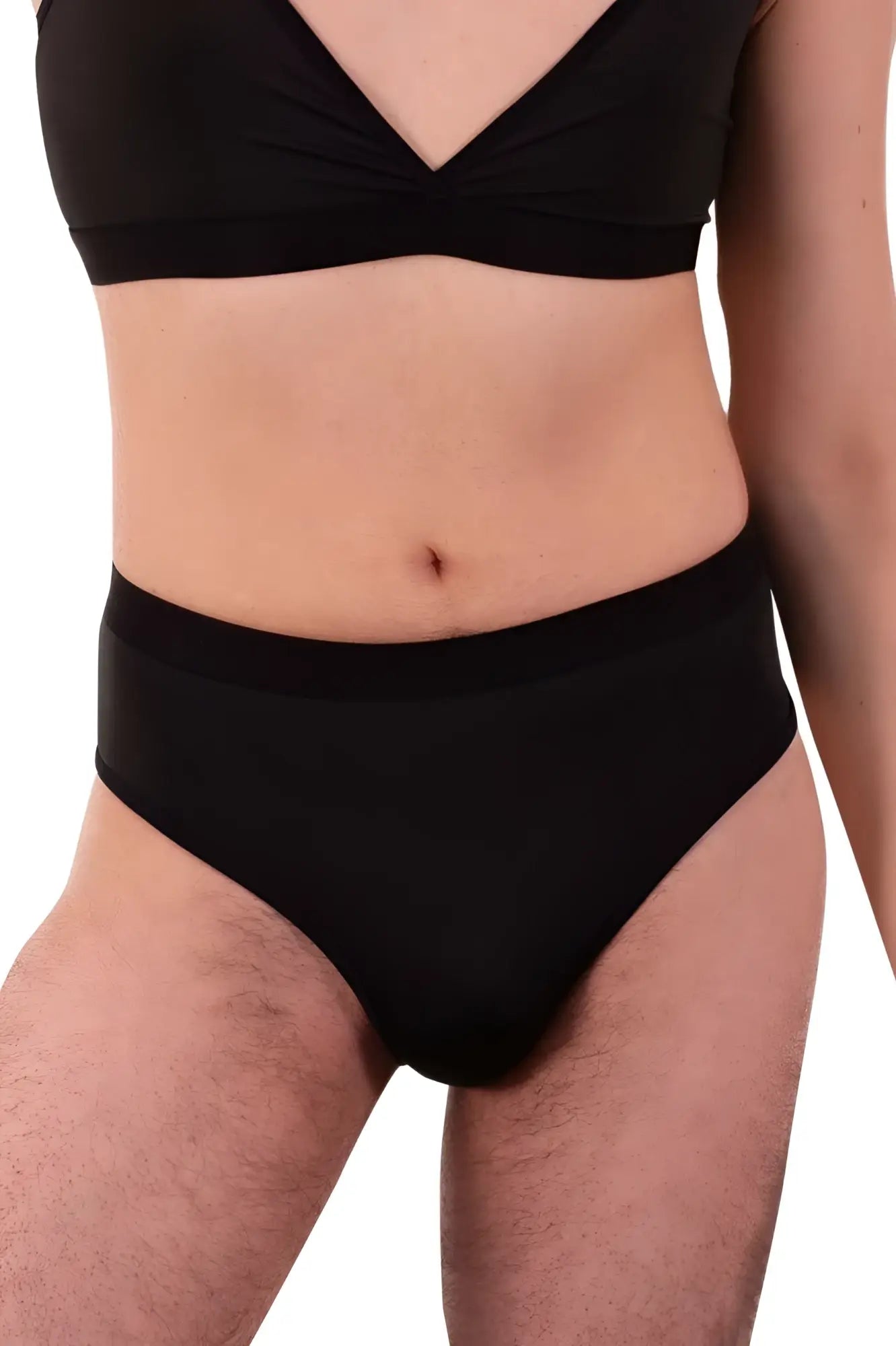 Black high-waisted PLURAL PL004 briefs with smooth stretchy fabric and a fitted design for comfortable wear
