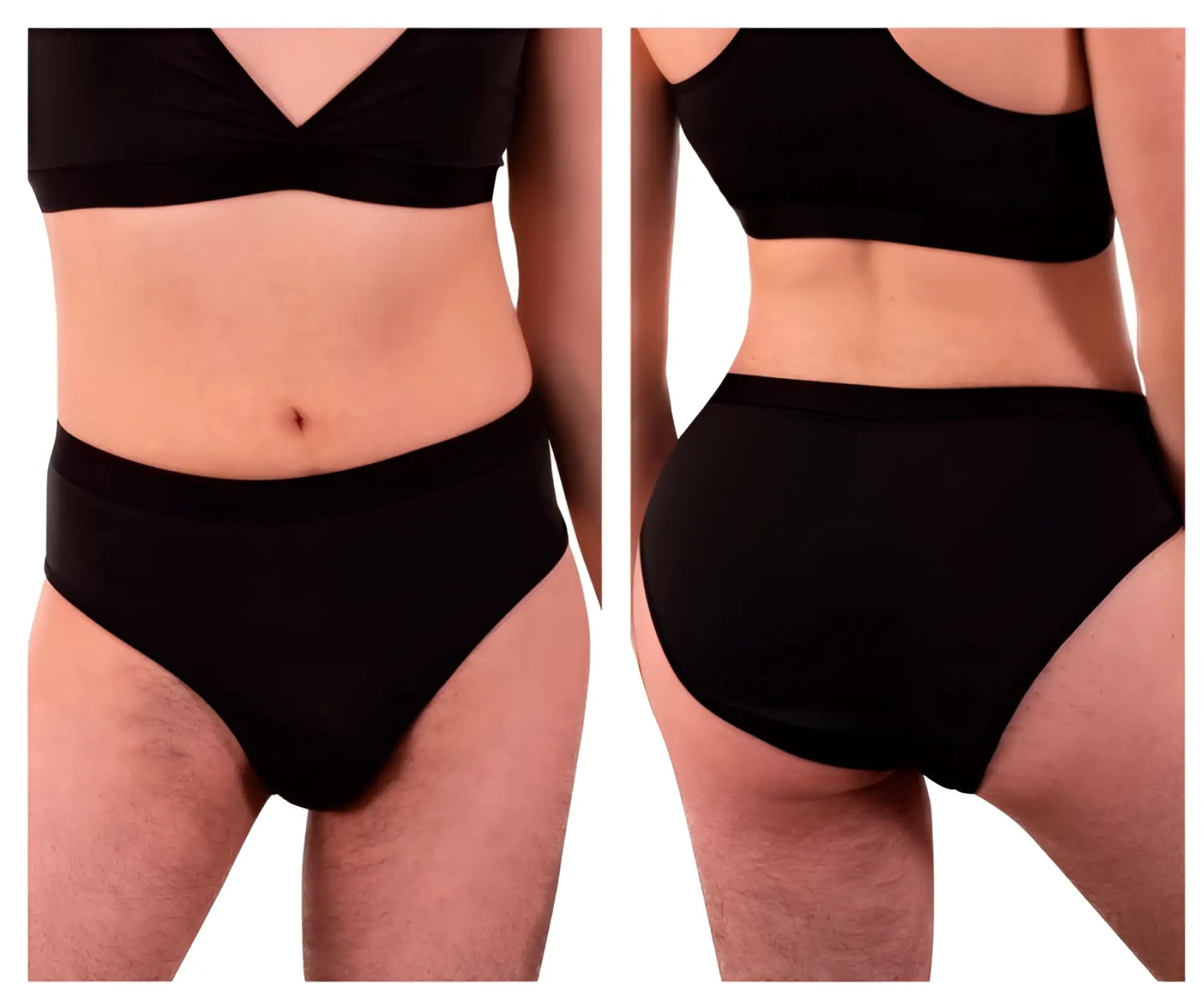 Black plural pl004 briefs with smooth stretchy fabric and seamless design for comfortable high-waisted wear
