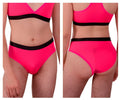 Bright pink plural pl004 high-waisted bikini briefs with black elastic bands for stylish swimwear looks
