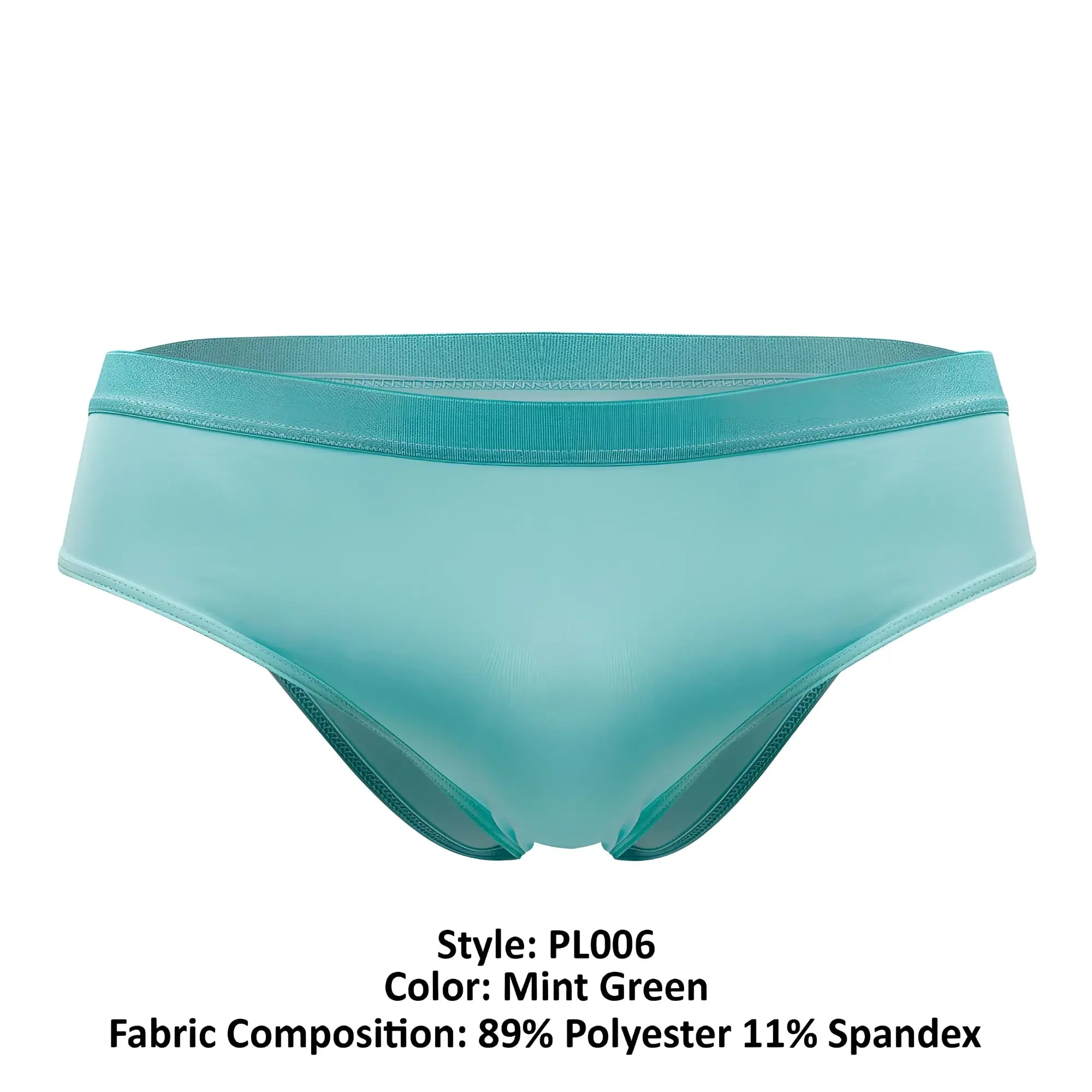Plural PL006 mint green briefs made of 89% polyester 11% spandex with a matching elastic waistband