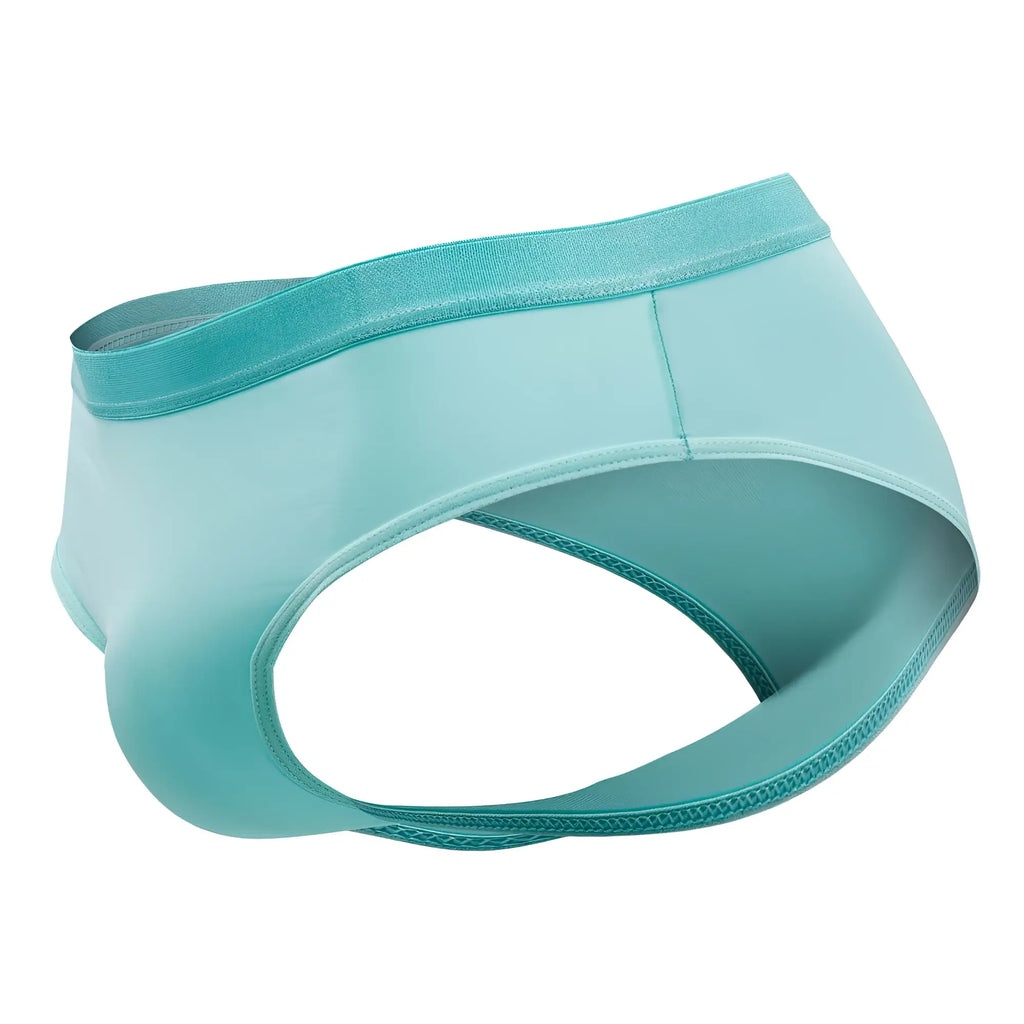A sleek mint green plural pl006 brief with smooth fabric and reinforced elastic waistband for athletic use
