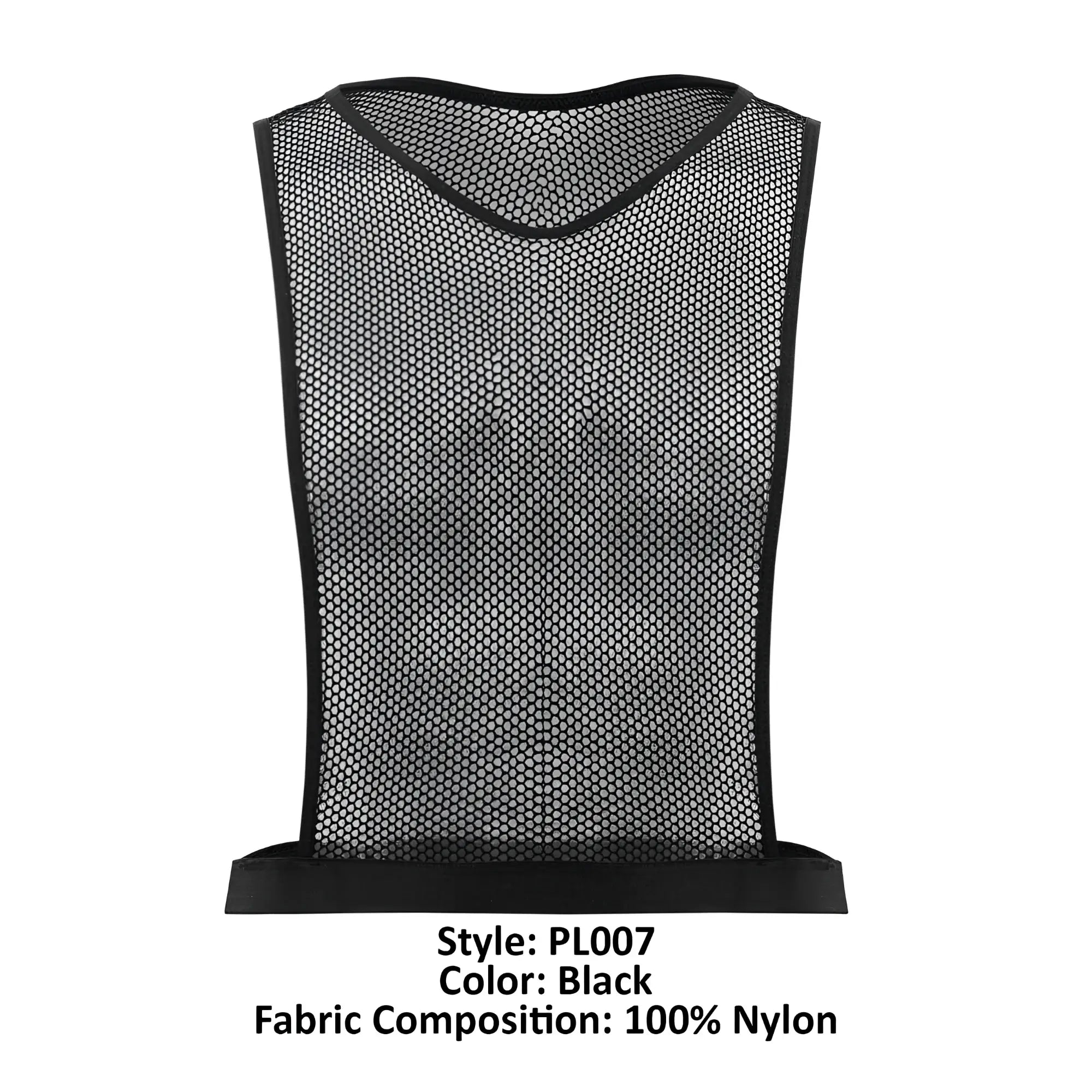 Plural pl007 crop top black mesh training vest with v-neck elasticated hem made of 100% nylon