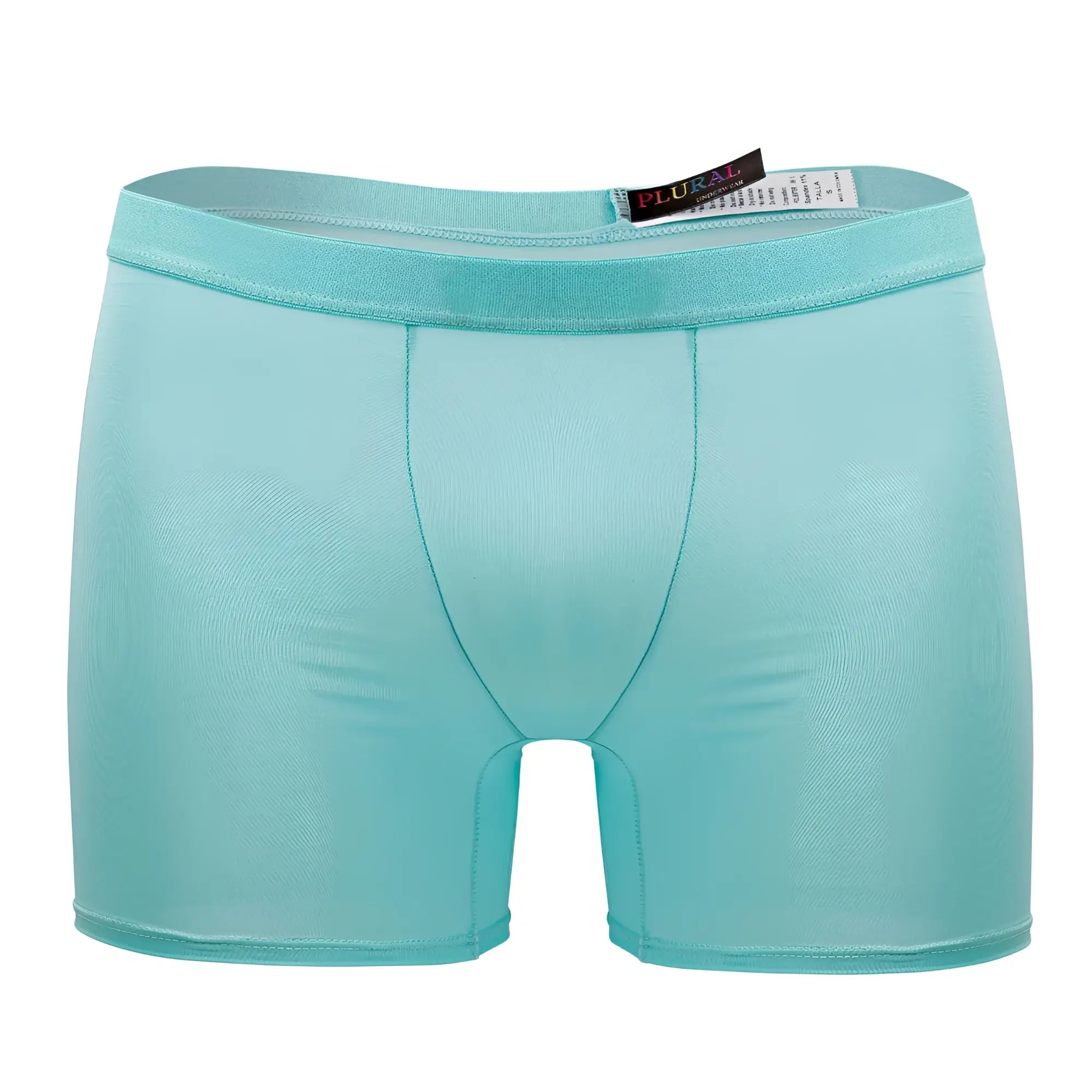 Light blue plural pl008 trunks with smooth ribbed fabric and elastic waistband in mint green color