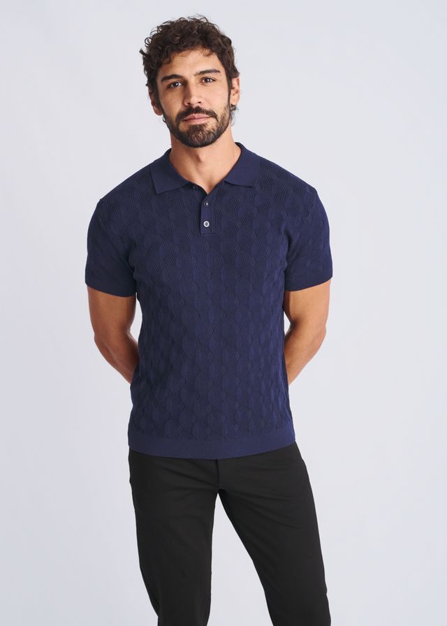 POLO DE SEDA/TENCEL CON RAYAS TEXTURIZADAS