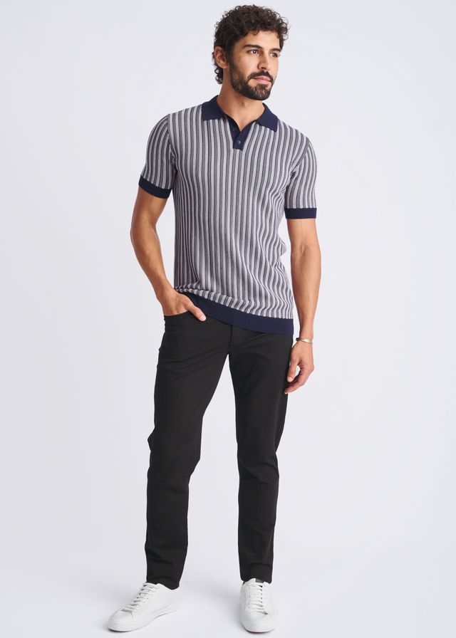 POLO DE SEDA/TENCEL CON RAYAS TEXTURIZADAS