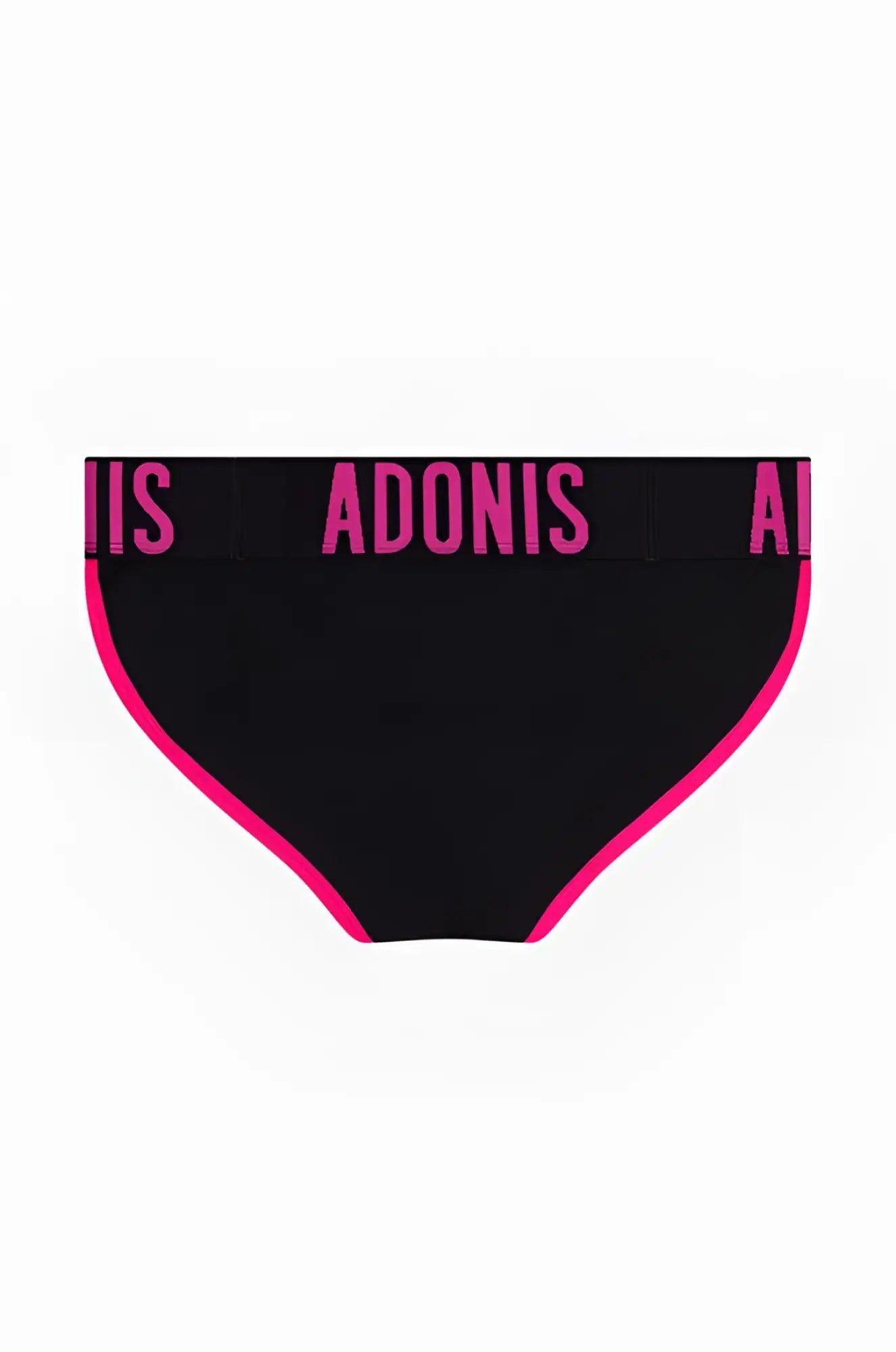 Black Pop black and pink jock-briefs featuring bold pink adonis logo and matching pink trim on briefs