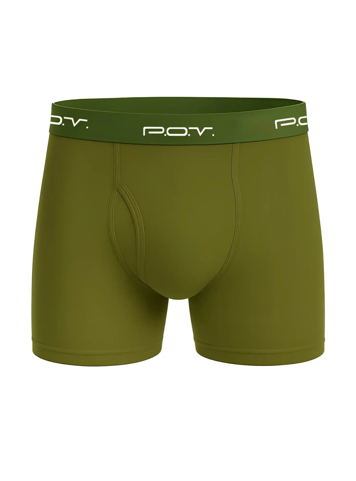 Olive green pov flyfront cotton boxer showing the back side with comfortable breathable fabric design