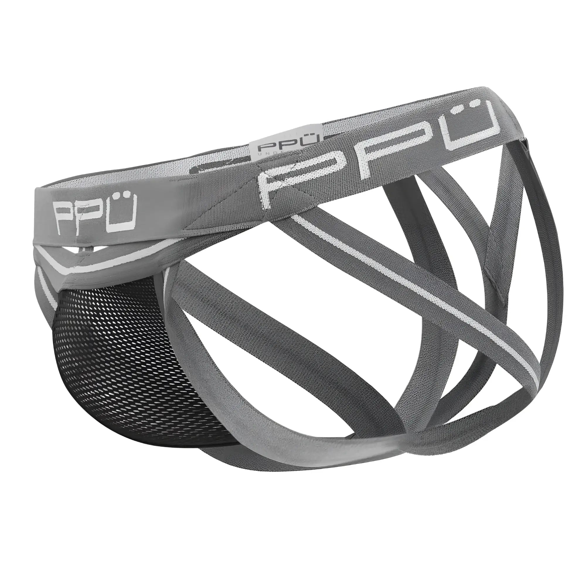 Gray and black mesh athletic briefs ppu 2305 mesh jockstrap with supportive crisscross design