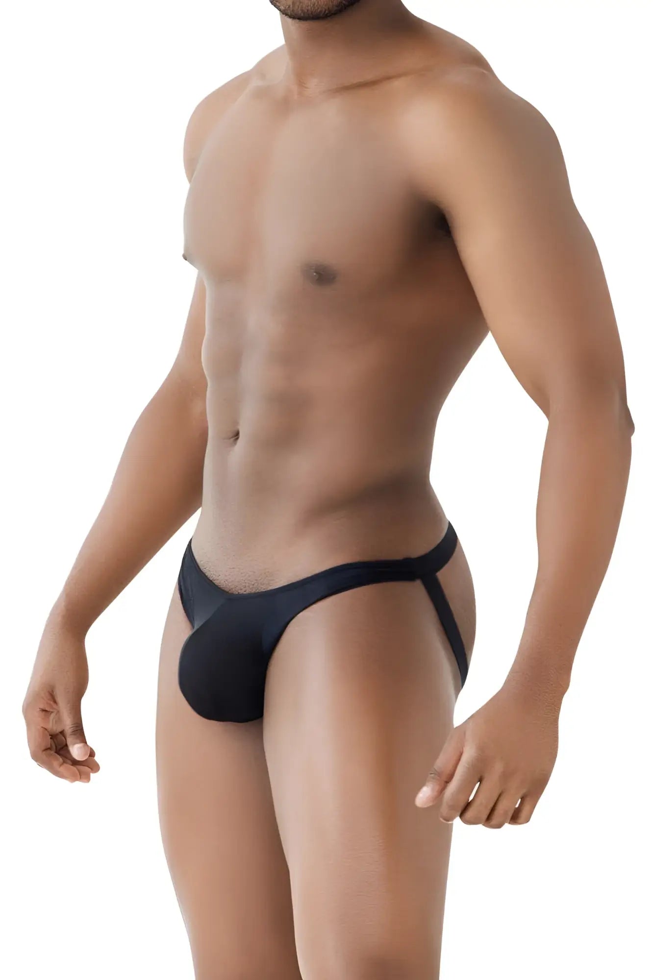 Black microfiber men’s thong with supportive side strap design from ppu 2309 microfiber jockstrap collection