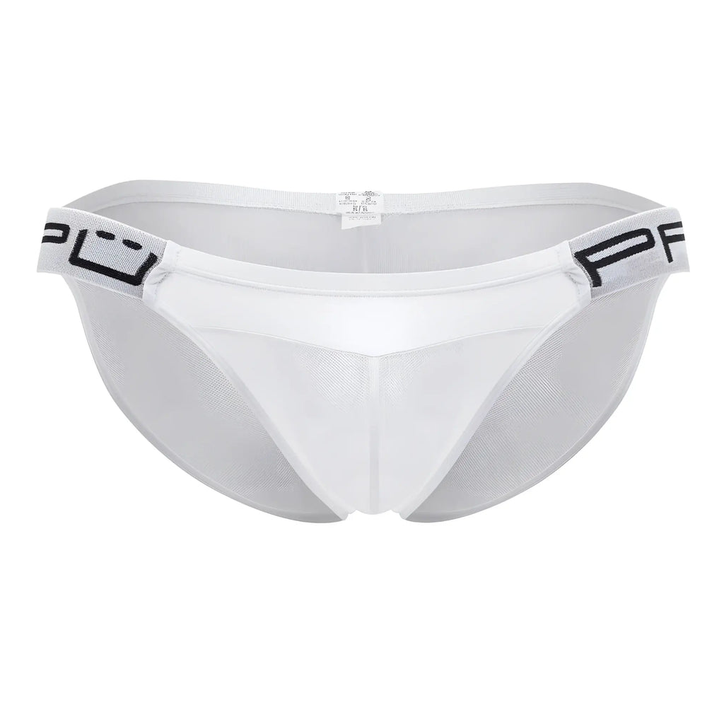 White mesh briefs ppu 2312 with black logo trim on the waistband for comfortable daily wear