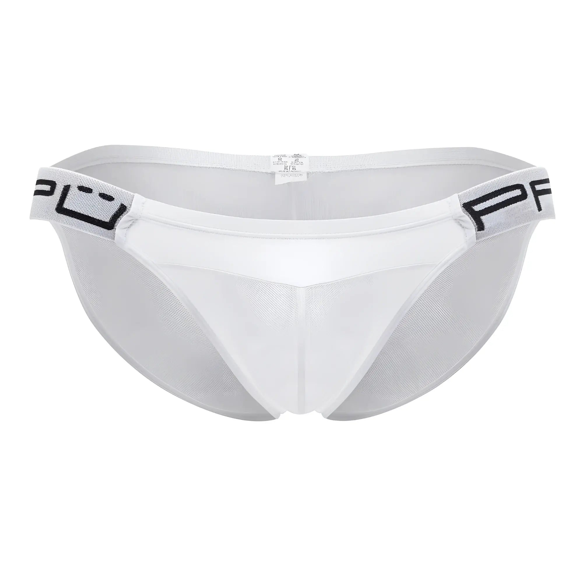 White mesh briefs ppu 2312 with black logo trim on the waistband for comfortable daily wear