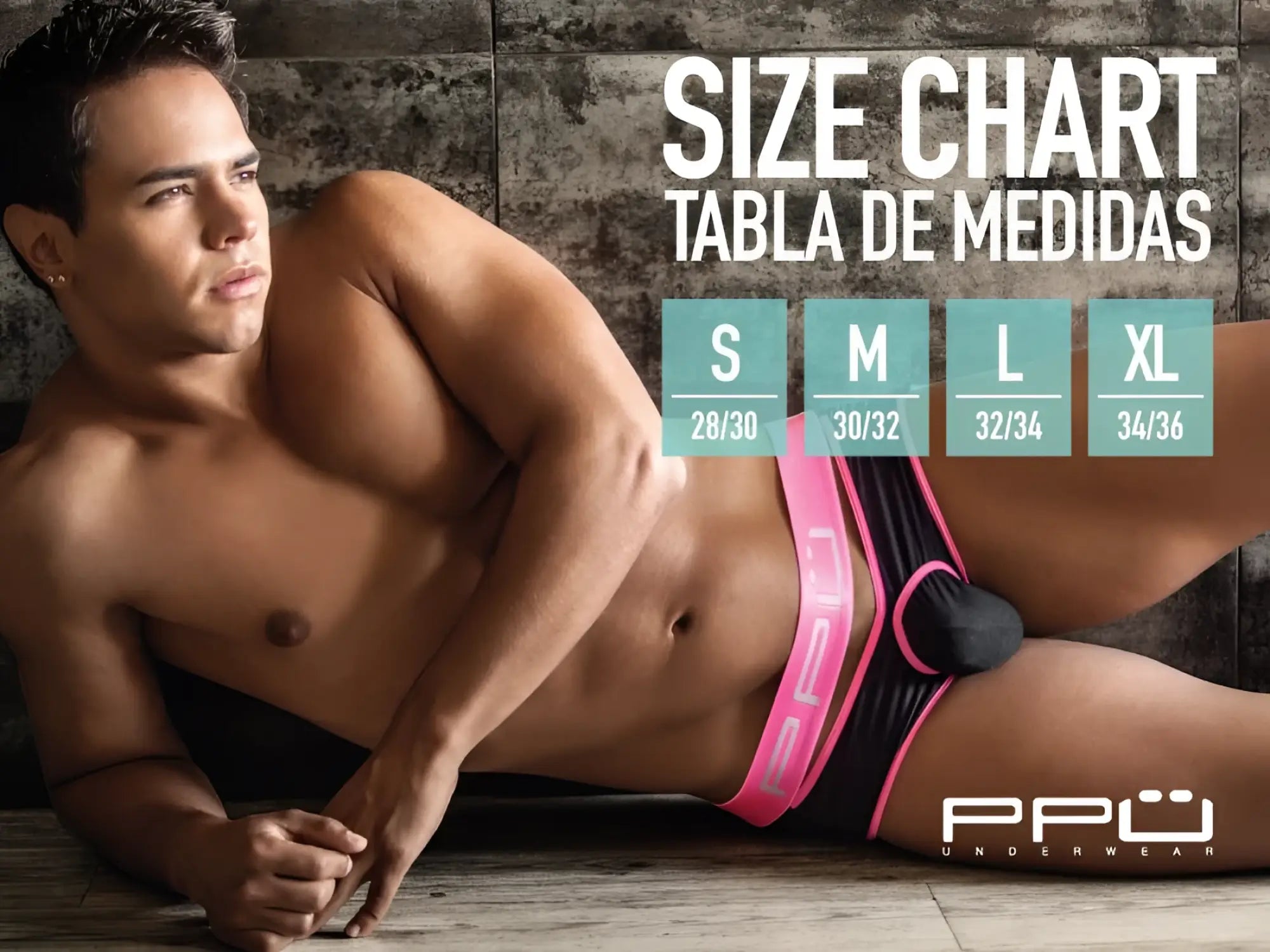 Pink and black athletic briefs with bold contrasting design from ppu 2313 peek-a-boo jockstrap in white shown from back