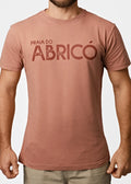 Men’s dusty rose cotton t-shirt with distressed dark red praia do abricó graphic on chest beachwear