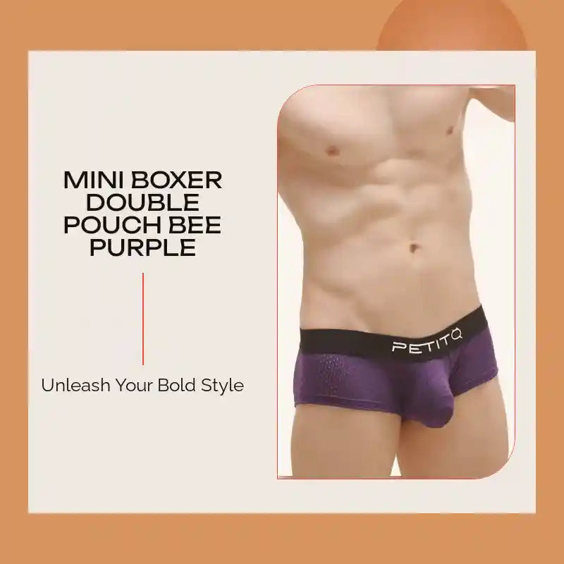 Mini Boxer Double Pouch Bee Purple by@Outfy